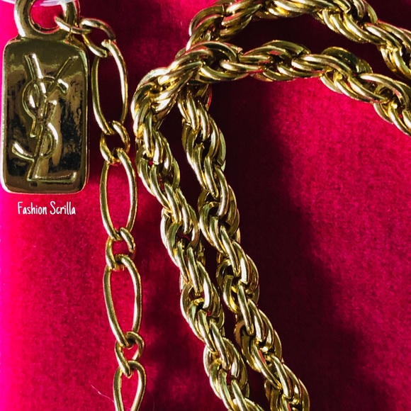 Yves Saint Laurent Gold XL Heart crystal Necklace - Picture 6 of 14